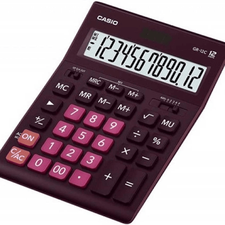 Casio GR-12C Calculadora de Sobremesa de 12 Digitos - Pantalla Extragrande - Simbolos de Comando de Funcion - Alimentacion Solar y Pilas - Color Burde 1