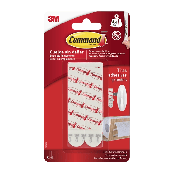 Command Tiras Adhesivas de Repuesto - Formato L - Soporta hasta 4.4kg - Color Blanco 1