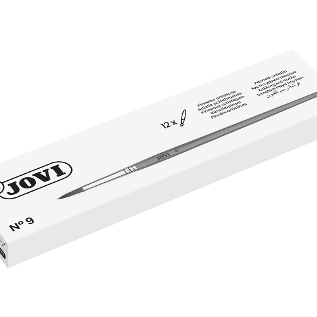 Jovi Pinceles Artisticos Pelo Poney Nº 9 - Pelo Natural - Mango de Madera - Calibre 00 al 12 - Punta Redonda - Pelo Suave - Color Varios 1
