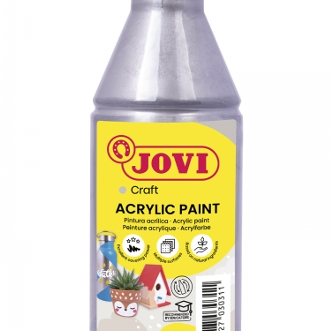 Jovi Jovidecor Acryl Pintura Acrilica Satinada - Alto Poder Cubriente - Facil Aplicacion - Resistente al Agua y Jabon - Color Gris 1