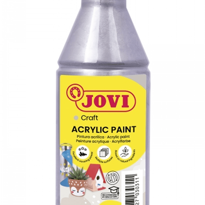Jovi Jovidecor Acryl Pintura Acrilica Satinada - Alto Poder Cubriente - Facil Aplicacion - Resistente al Agua y Jabon - Color Gris 1