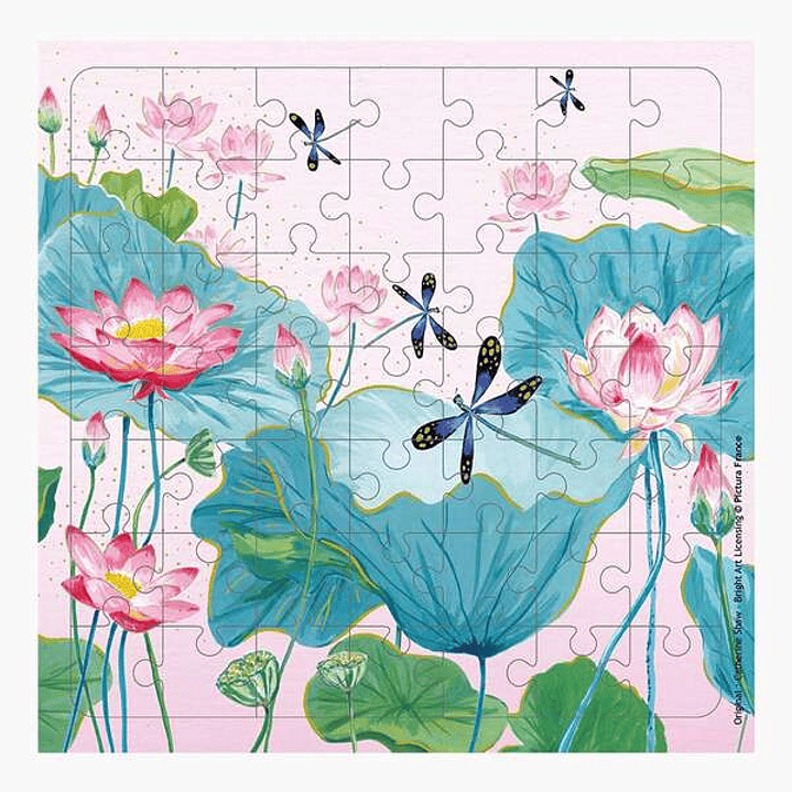 Pictura Tarjeta Puzzle - 15.5x15.5cm - Tematica de Libelulas - 49 Piezas - Incluye Tarjeta Plegada y Sobre Blanco - Certificacion FSC 1