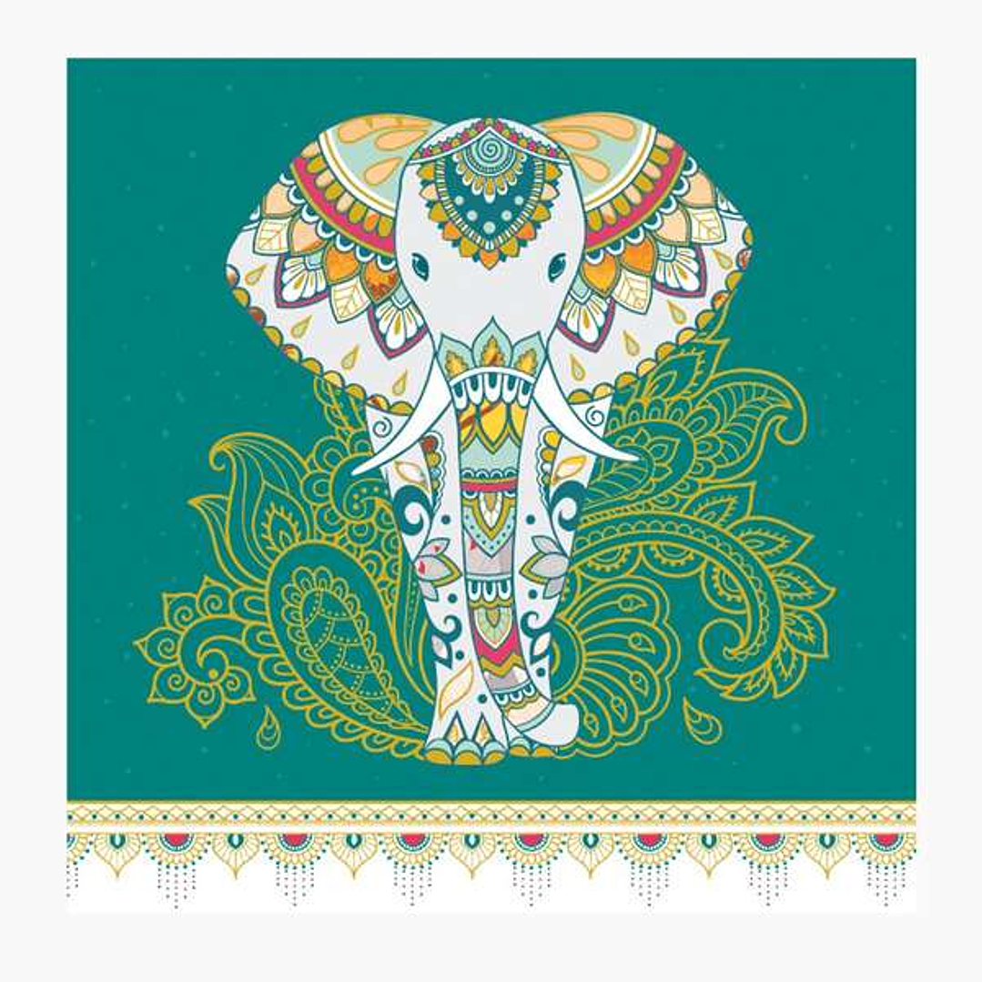 Pictura Tarjeta Arabesque - 16x16cm - Tematica Elefante - Tarjeta Triptica sin Envoltorio - Incluido Sobre Blanco - Papel con Certificacion FSC 1