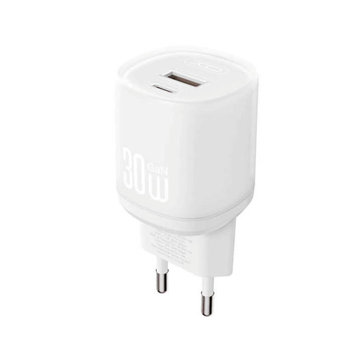 XO L151 Cargador de Corriente 30W - USB-A y USB-C - GaN - Color Blanco 1