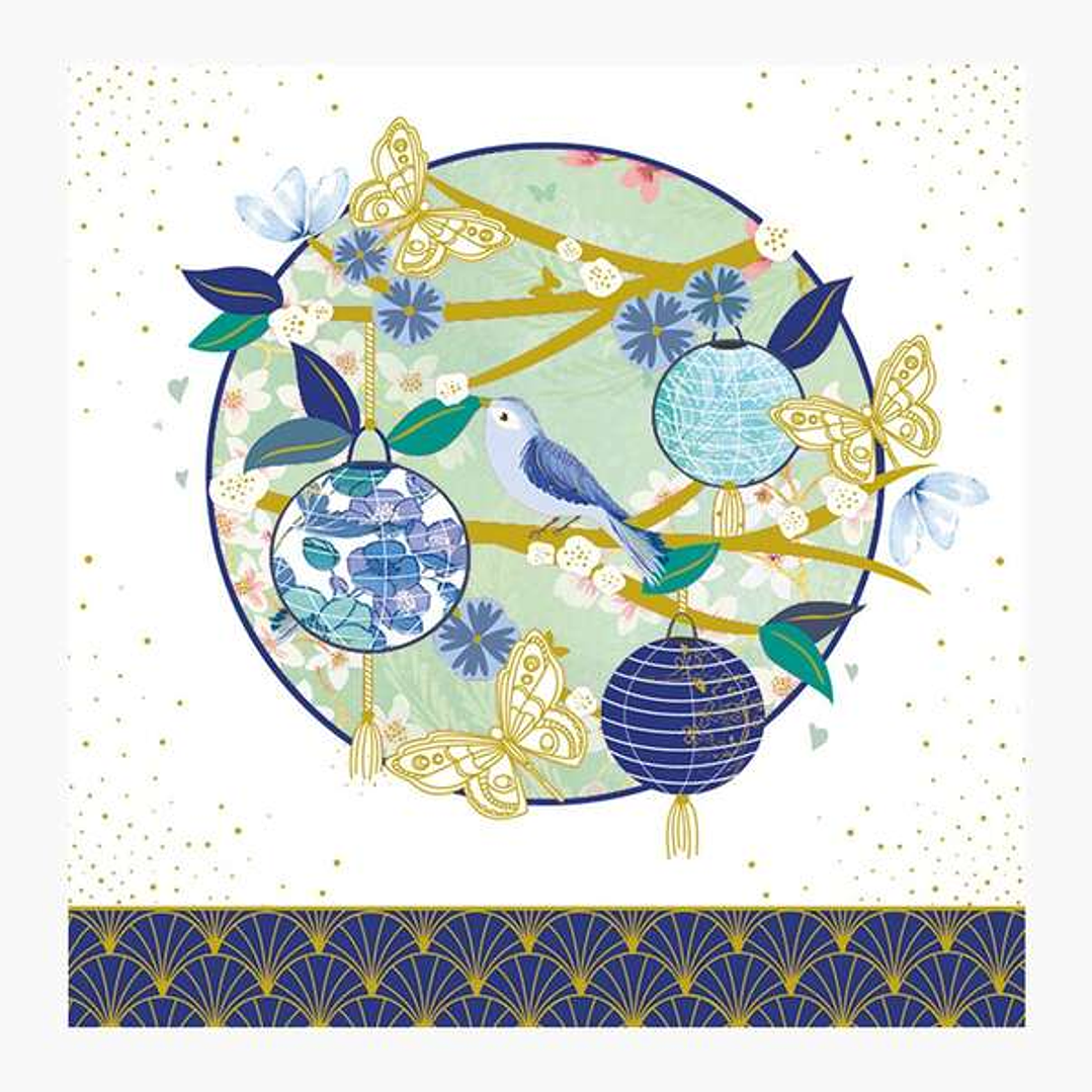 Pictura Tarjeta Arabesque - 16x16cm - Tematica Farolillos - Tarjeta Triptica - Incluye Sobre Blanco - Papel con Certificacion FSC 1