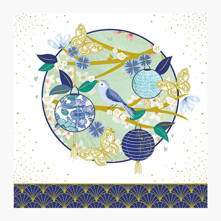 Pictura Tarjeta Arabesque - 16x16cm - Tematica Farolillos - Tarjeta Triptica - Incluye Sobre Blanco - Papel con Certificacion FSC 1