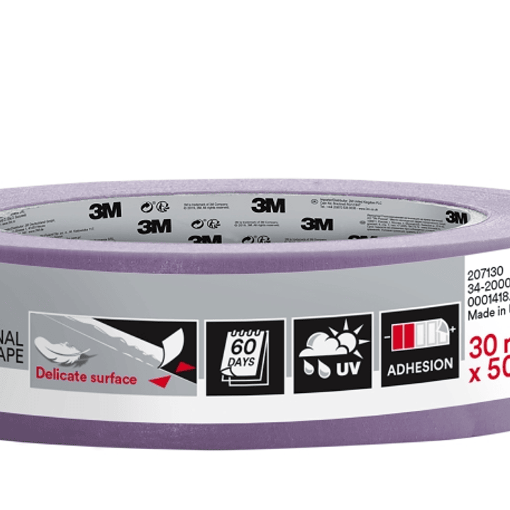 3M Cinta de Enmascarar para Superficies Delicadas - 30mm x 50m - 70% PEFC - Color Lavanda 1