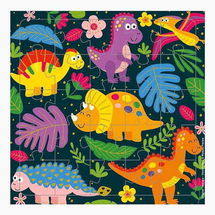 Pictura Tarjeta Puzzle Dinosaurios - 15.5x15.5cm - 25 Piezas - Tematica de Dinosaurios - Incluye Tarjeta Plegada y Sobre Blanco - Certificacion FSC -  1