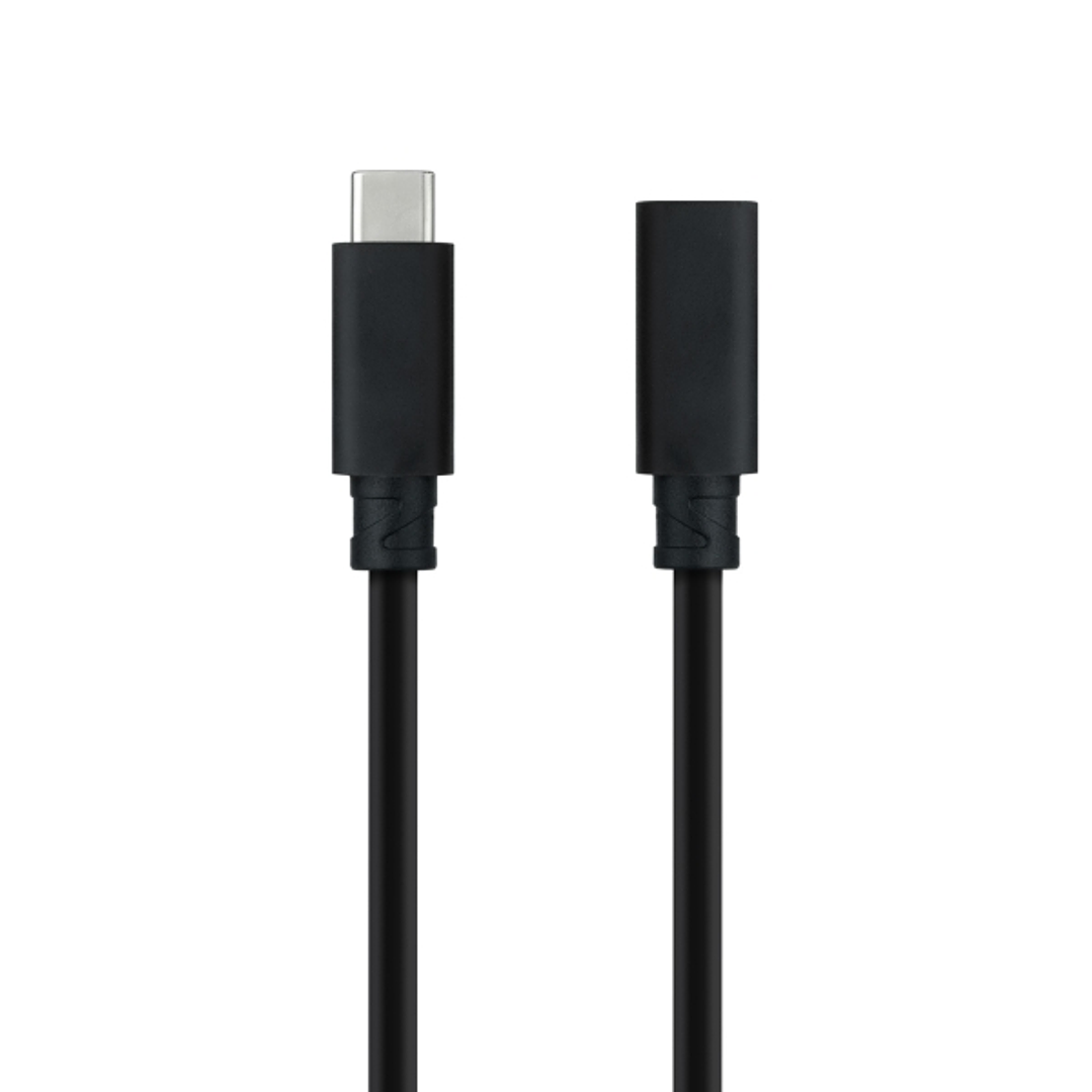 Nanocable Cable Prolongador USB-C 3.2 Macho a USB-C 3.2 Hembra - Gen2x2 20Gbp - 100W 5A - 4K 60Hz - 1.5 Metros - Mallado - Color Negro 1