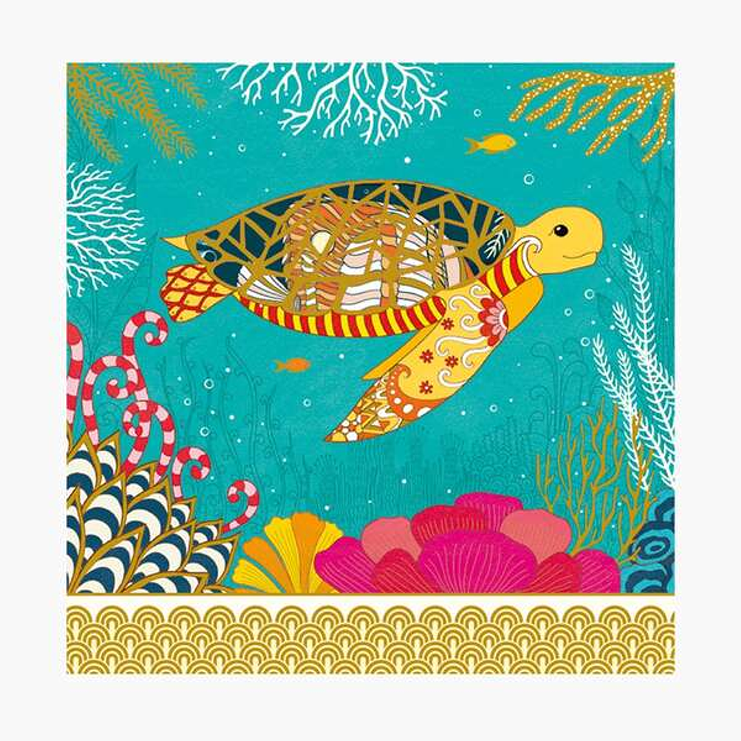 Pictura Tarjeta Arabesque - 16x16cm - Tematica Tortuga - Tarjeta Triptica sin Envoltorio - Incluido Sobre Blanco - Papel con Certificacion FSC 1