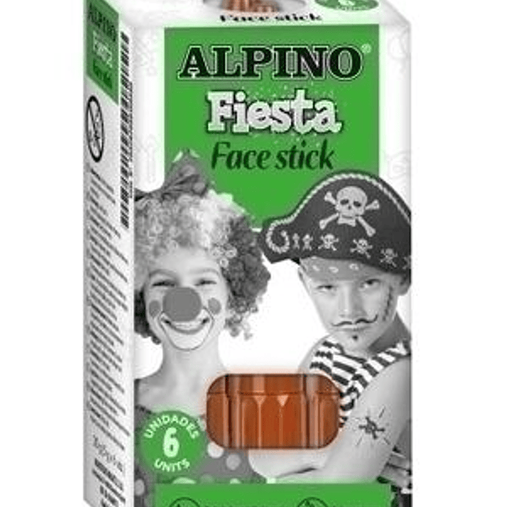Alpino Fiesta Face Stick Pack con 6 Barritas de Pintura Facial - Sistema Retractil Giratorio - Se Lava con Agua - Testado Dermatologicamente - Color M 1