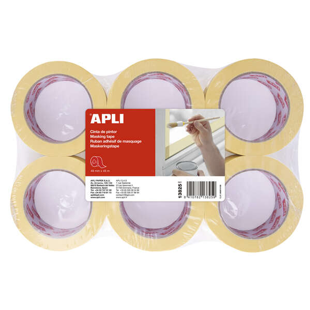 Apli Rollo Cinta Pintor 48mm x 45m - Adhesivo de Alta Resistencia - Facil de Cortar y Aplicar 1