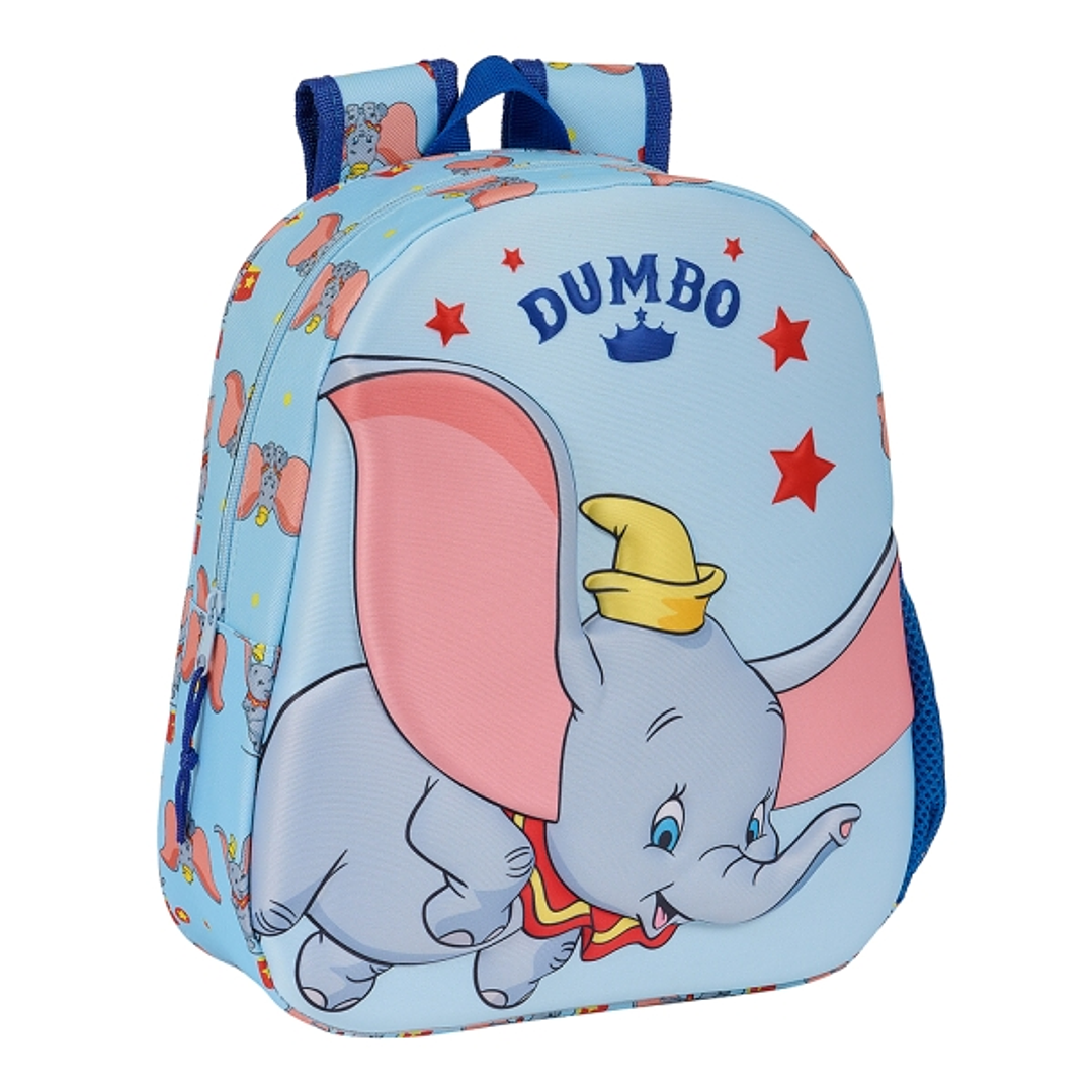 Safta Dumbo Mochila 3D - Asa de Mano - Portabotellas Lateral - 27x33x10cm - Color Azul Claro 1