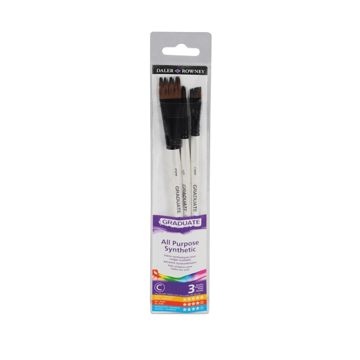 Daler Rowney Graduate Pack de 3 Pinceles Multitecnica - Pelo Sintetico - Mango Corto 1