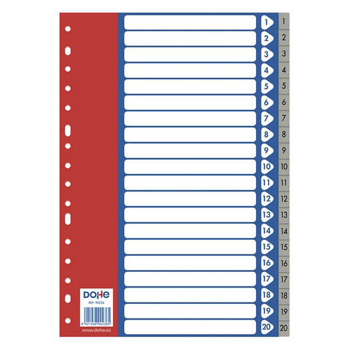 Dohe Separadores para Archivadores y Carpetas de Anillas - 120 Micras - Multitaladro de 16 Perforaciones - Bolsa Autoadhesiva Individual 1