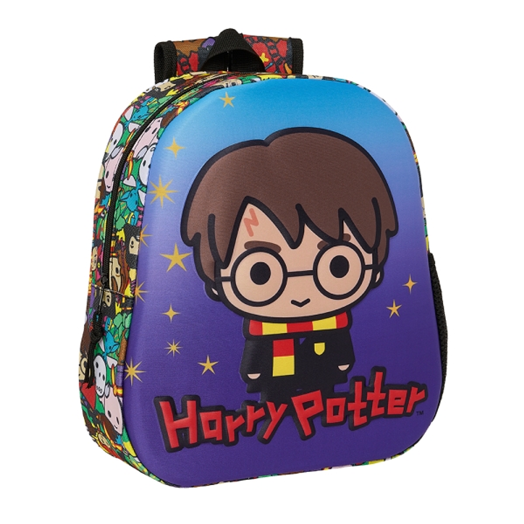 Safta Harry Potter Mochila 3D - Asa de Mano - Portabotellas Lateral - 27x33x10cm - Color Azul 1