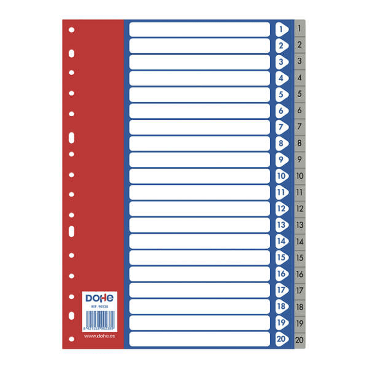 Dohe Separadores para Archivadores y Carpetas de Anillas - 120 Micras - Multitaladro de 16 Perforaciones - Bolsa Autoadhesiva Individual 1