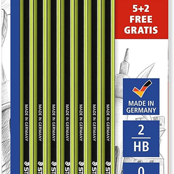 Staedtler Noris Eco Pack de 7 Lapices de Grafito Hexagonales - Graduaciones Surtidas - Superficie Aterciopelada - Mina de Deslizamiento Suave - Resist 1