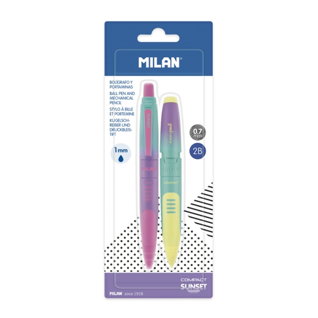 Milan Compact Sunset Pack de 1 Boligrafo Azul + 1 Portaminas 0.7mm - Colores Surtidos 1