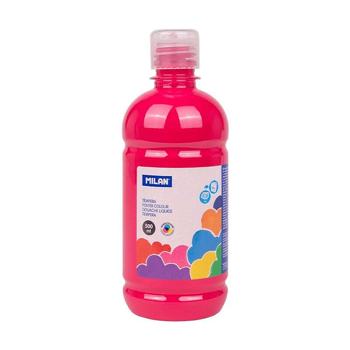Milan Botella de Tempera 500ml - Tapon Dosificador - Secado Rapido - Mezclable - Color Magenta 1
