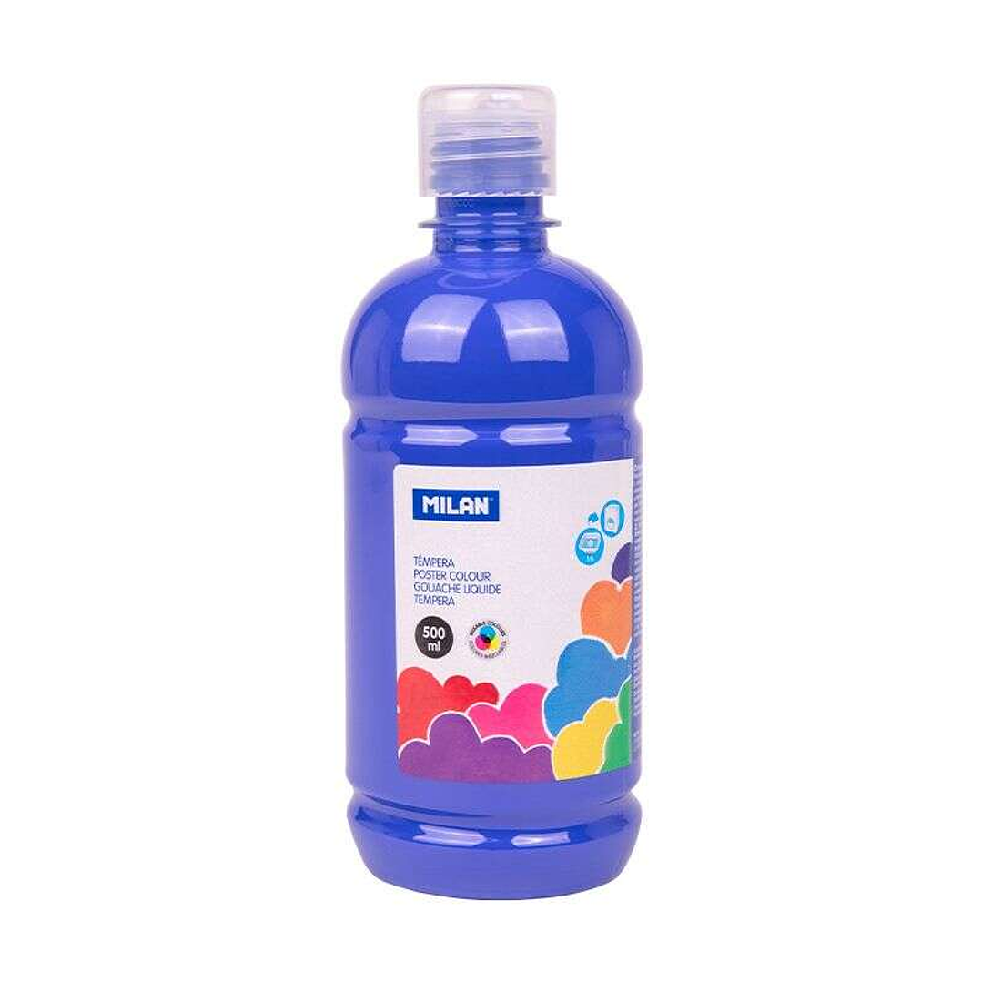 Milan Botella de Tempera 500ml - Tapon Dosificador - Secado Rapido - Mezclable - Color Azul Marino 1