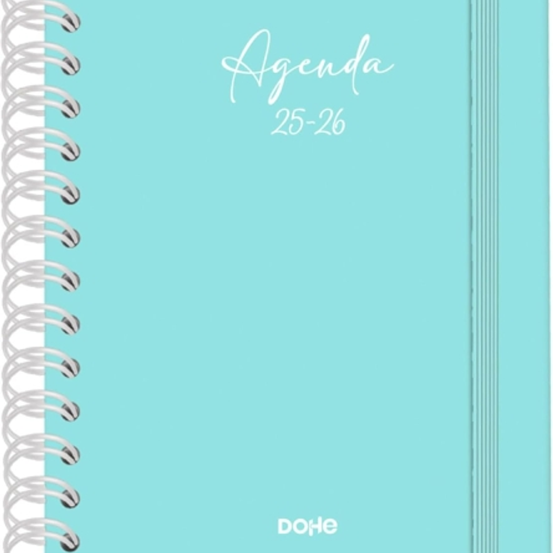 Dohe Serenity Agenda Escolar 25/26 Espiral Wireo A5 - Semana Vista - Papel 80g/m2 - 4 Hojas de Pegatinas - Cubierta de Carton Plastificado - Cierre c 1