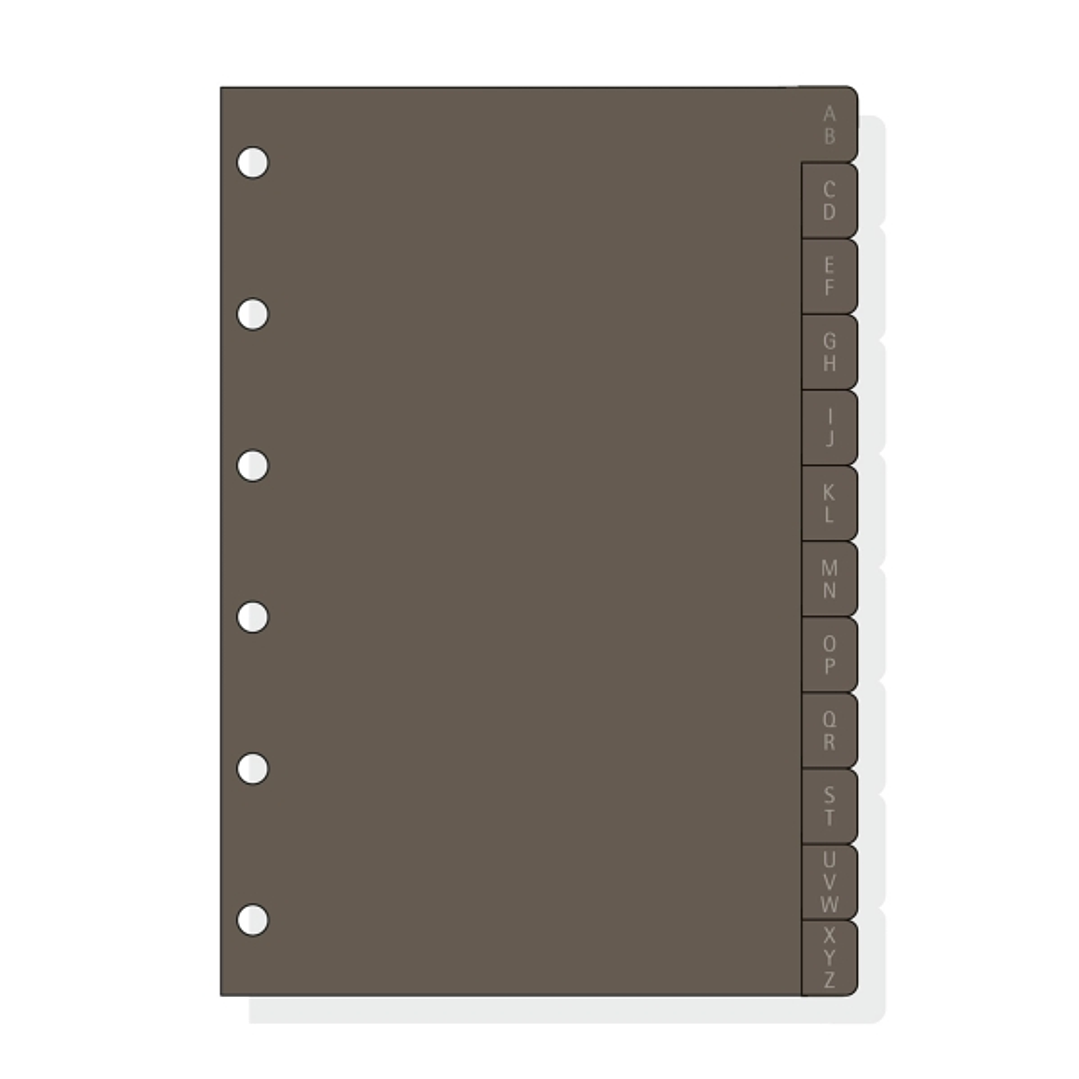 Finocam C261 Indice Alfabetico para Agendas Classic - 12 Solapas - Formato 602 - 83x114x3mm - PVC - Color Marron 1