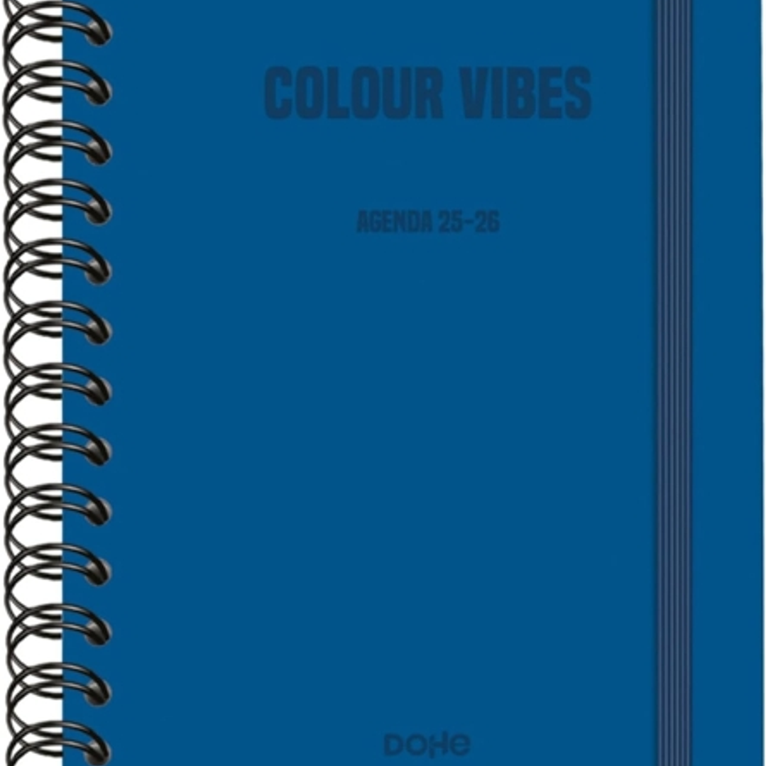 Dohe Colour Vibes Agenda Escolar 25/26 Espiral Wireo A5 - Semana Vista - Papel 80g/m2 - 4 Hojas de Pegatinas - Cubierta de Carton Plastificado - Cier 1