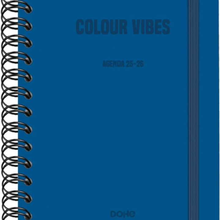 Dohe Colour Vibes Agenda Escolar 25/26 Espiral Wireo A5 - Semana Vista - Papel 80g/m2 - 4 Hojas de Pegatinas - Cubierta de Carton Plastificado - Cier 1