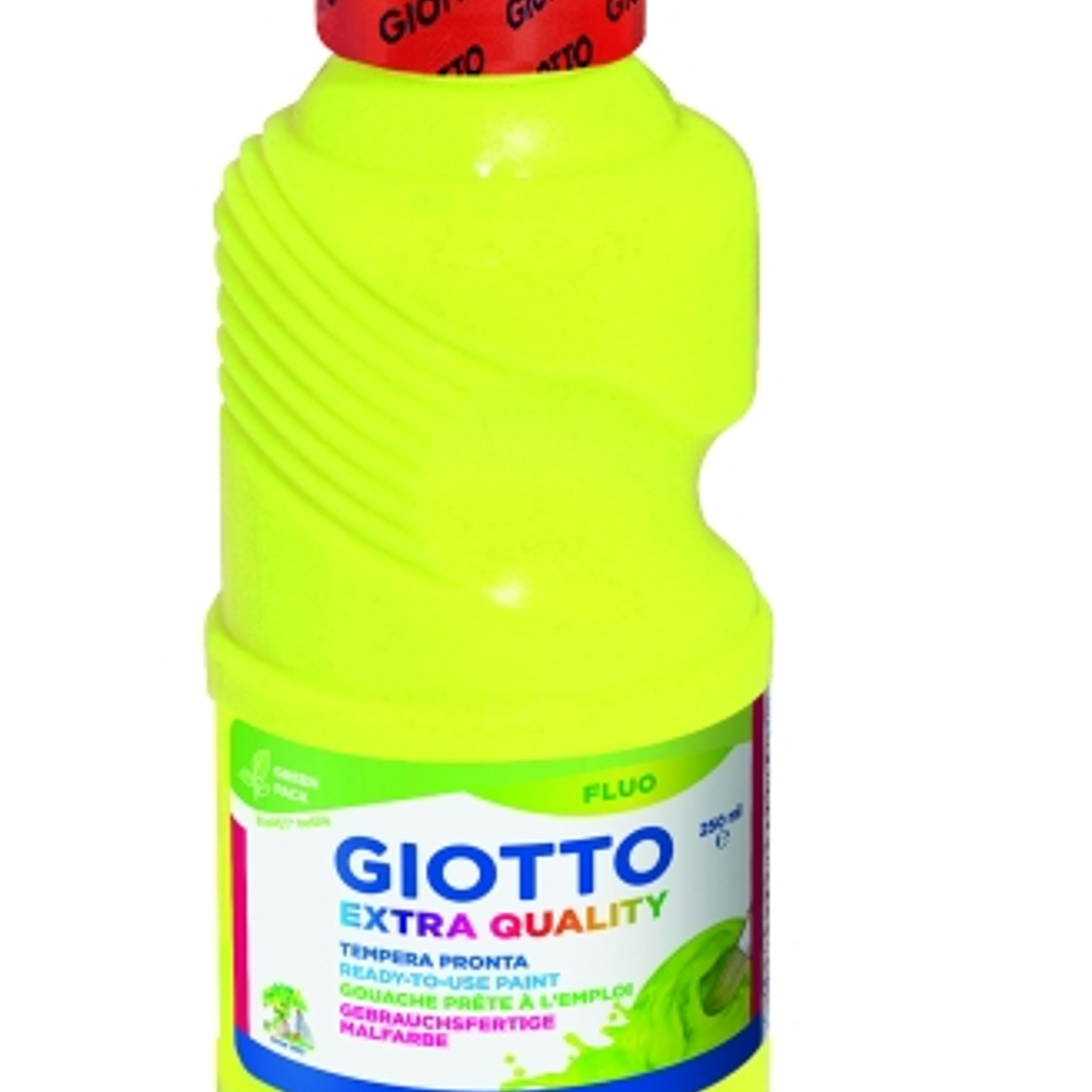 Giotto Extra Quality Fluo Tempera - 250ml - Lispa para el Uso - Botella Bio Pet - Color Amarillo Fluorescente 1