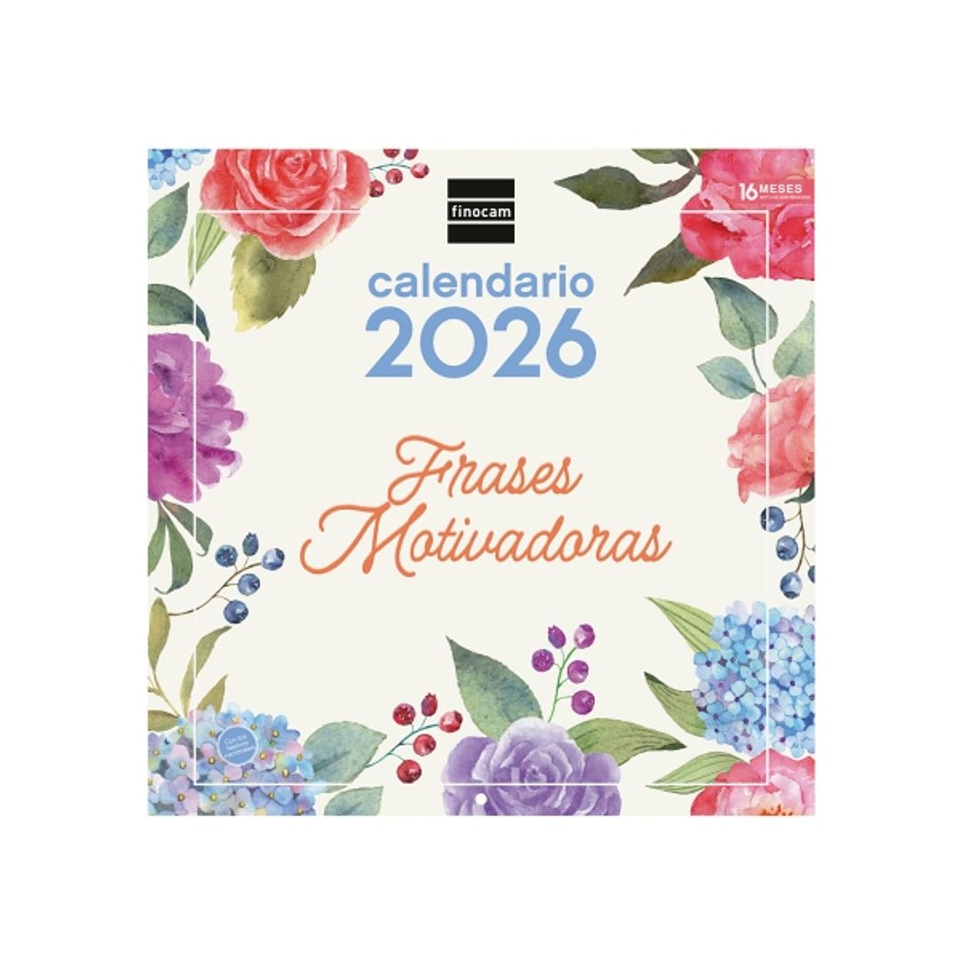 Finocam Calendario de Pared - Anual 2026 - Imagenes Variadas - 300x300mm - Espacio para Escribir - Tematica de Frases Motivadoras 1