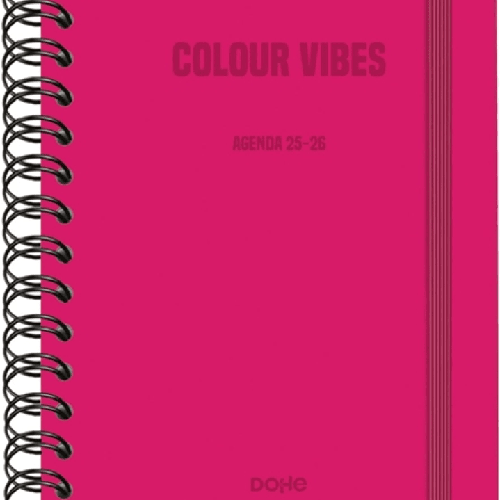 Dohe Colour Vibes Agenda Escolar 25/26 Espiral Wireo A5 - Semana Vista - Papel 80g/m2 - 4 Hojas de Pegatinas - Cubierta de Carton Plastificado - Cier 1