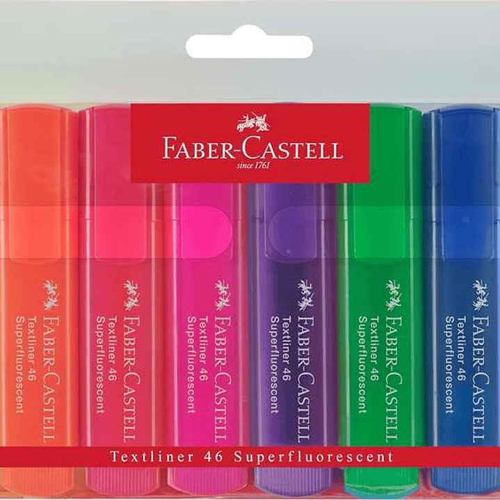 Faber-Castell Textliner 46 Superfluorescente Pack de 8 Marcadores Fluorescentes - Punta Biselada - Trazo entre 1mm y 5mm - Tinta con Base de Agua - Co 1
