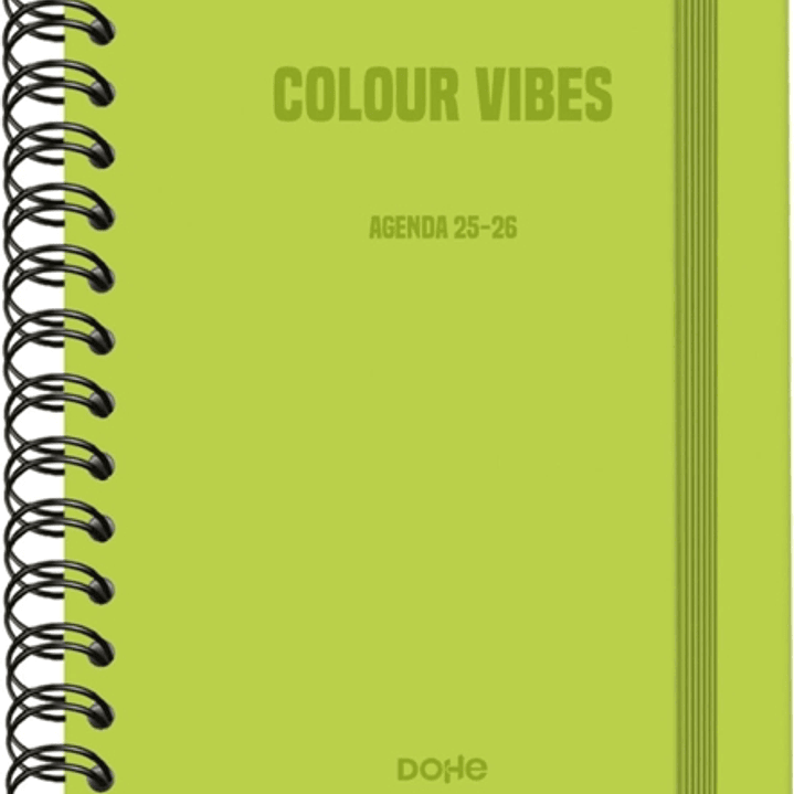 Dohe Colour Vibes Agenda Escolar 25/26 Espiral Wireo A5 - Semana Vista - Papel 80g/m2 - 4 Hojas de Pegatinas - Cubierta de Carton Plastificado - Cier 1