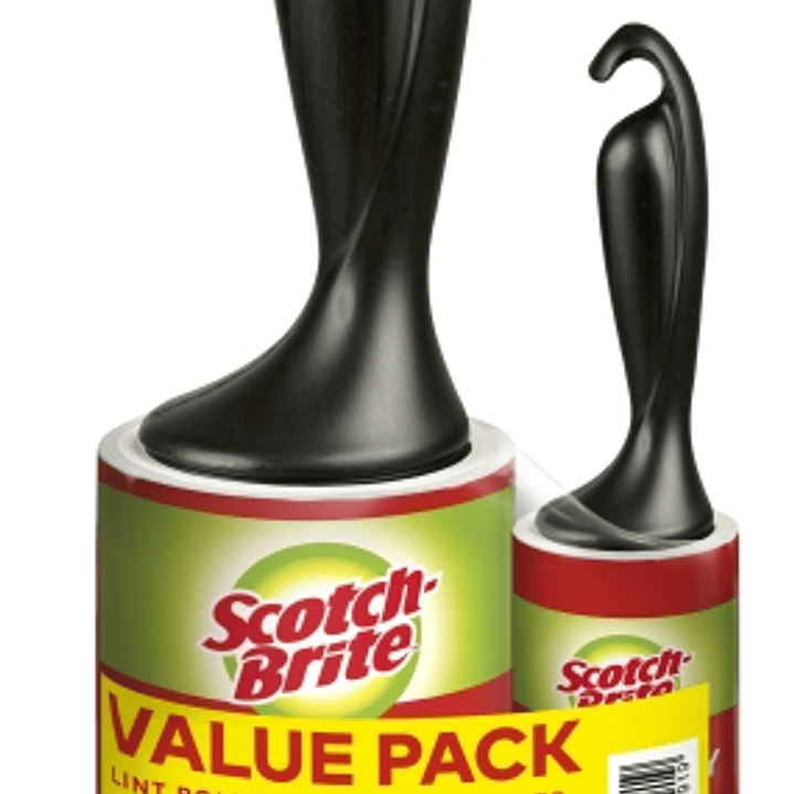 Scotch-Brite Everyday Clean Rodillo Quitapelusas Adhesivo - 56 Hojas - Incluye Rodillo Mini para Uso Diario de 30 Hojas - Color Negro 1