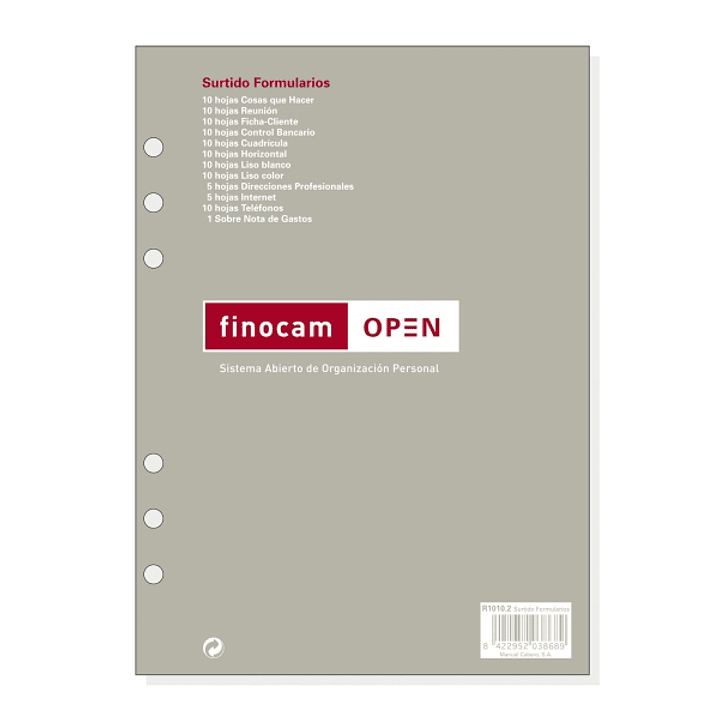 Finocam R1010.2 Recambio Surtido Formularios para Agendas Open - Formato 1000 - 155x9x215mm - Color Surtidos 1