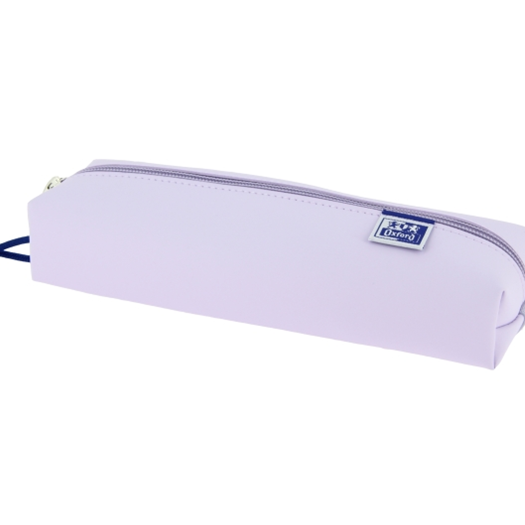 Oxford Live & Go Estuche Rectangular Mediano - Material Acolchado - Goma Elastica para unirlo al Cuaderno - Color Malva 1