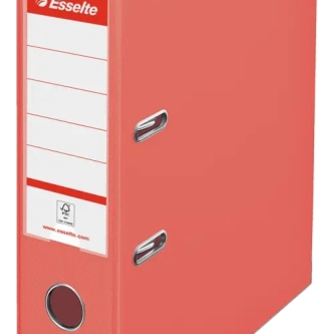 Esselte Colour'Breeze Archivador de Palanca A4 - Lomo 75mm - Ollao y Rado - Capacidad para 500 Hojas - Color Coral 1
