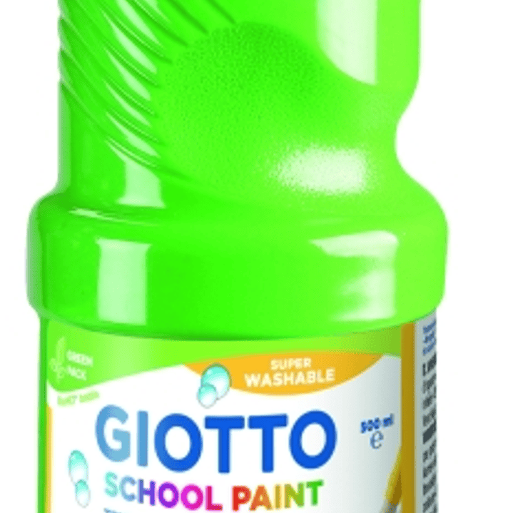 Giotto School Paint Tempera - 500ml - Lista para el Uso - Super Lavable - Botella Bio Pet - Color Verde Cinabrio 1