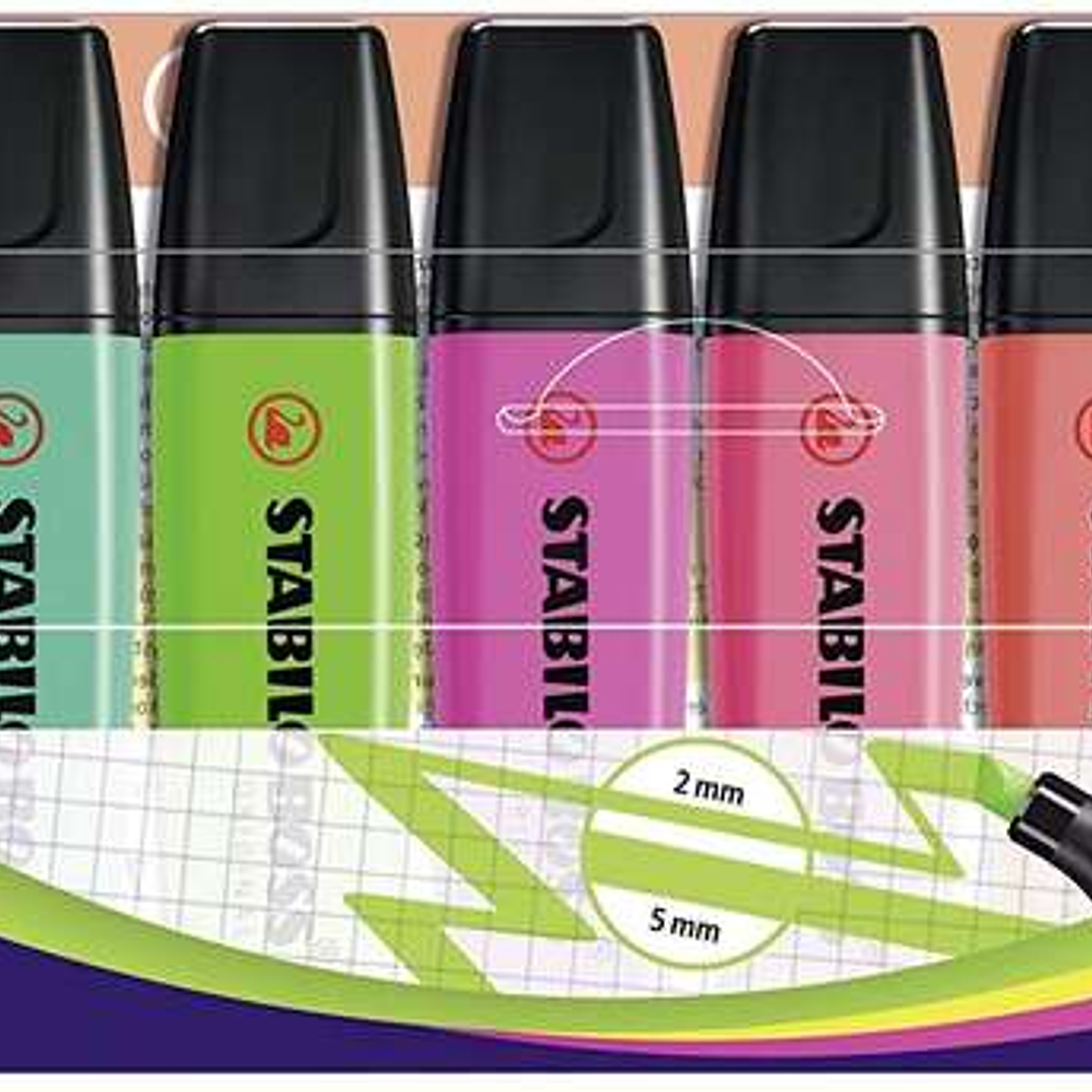 Stabilo Boss 70 Pack de 8 Marcadores Fluorescentes - Trazo entre 2 y 5mm - Recargable - Tinta con Base de Agua - Colores Surtidos 1