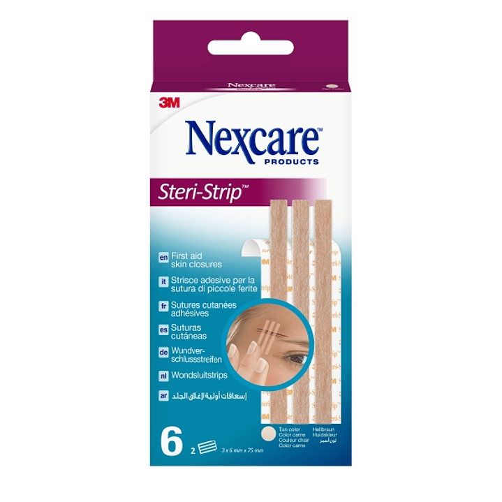 Nexcare Steri-Strip Pack de 6 Suturas Cutaneas - 6x75mm - Adhesivas - Transpirable - Color Piel 1