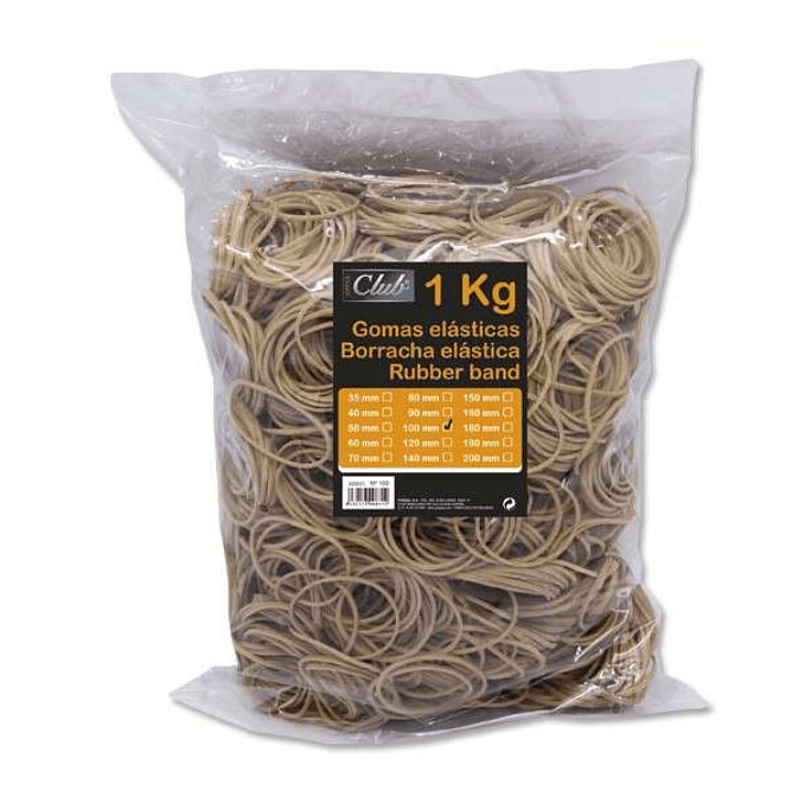 Office Bolsa de 1kg de Gomas Elasticas 100mm - Alta Calidad - Color Marron 1