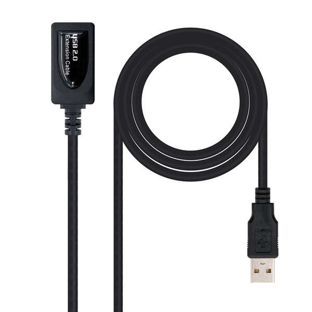 Nanocable Cable Prolongador con Amplificador USB-A 2.0 Macho a USB-A Hembra 5m 1