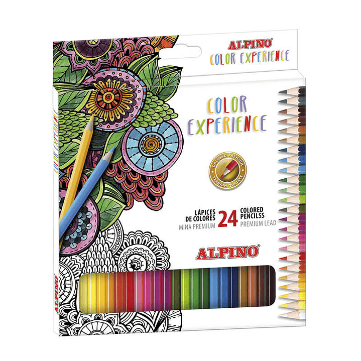 Alpino Color Experiencie Pack de 24 Lapices de Colores Premium Mina Blanda - Pintado Suave y Graduable - Colores Vivos y Brillantes - Colores Surtidos 1