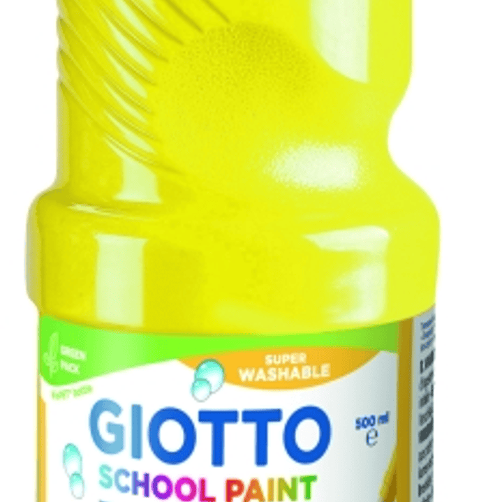 Giotto School Paint Tempera - 500ml - Lista para el Uso - Super Lavable - Botella Bio Pet - Color Amarillo Primario 1