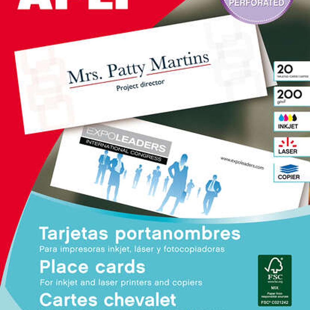 Apli Tarjetas Portanombres Microperforadas 200g 10 Hojas 1