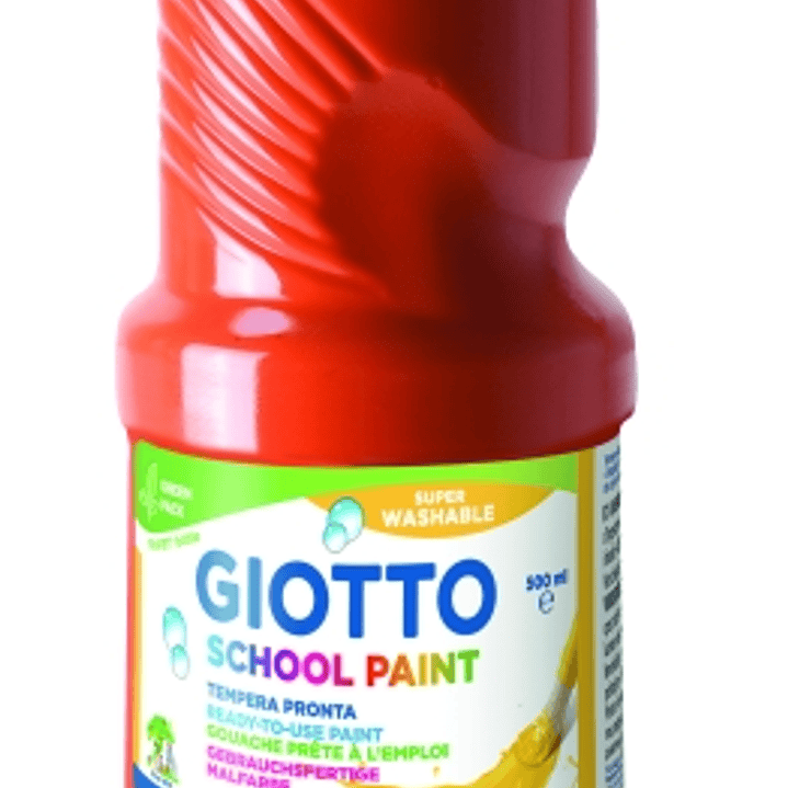 Giotto School Paint Tempera - 500ml - Lista para el Uso - Super Lavable - Botella Bio Pet - Color Rojo Escarlata 1