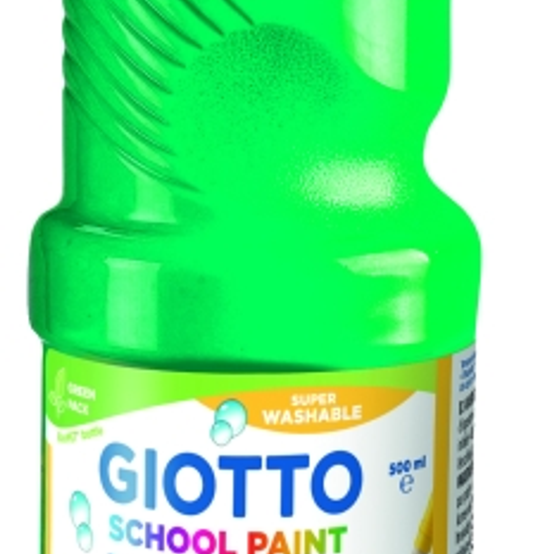 Giotto School Paint Tempera - 500ml - Lista para el Uso - Super Lavable - Botella Bio Pet - Color Verde 1
