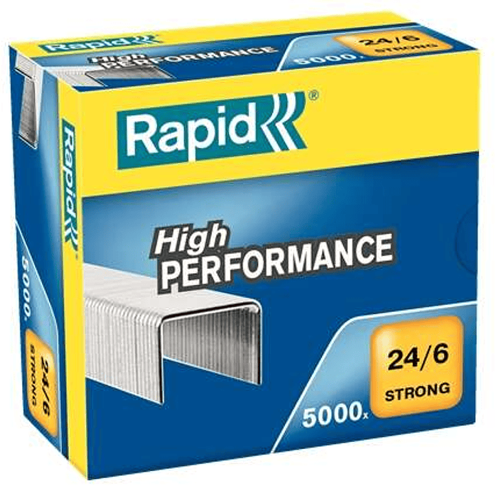 Rapid Strong Caja de 5000 Grapas 24/6 - Hasta 30 Hojas - Alambre Reforzado Galvanizado - Patilla de 6mm 1