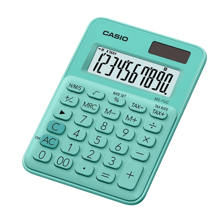 Casio MS-7UC Calculadora de Escritorio 10 Digitos - Tecla Doble Cero - Marcadores de Coma de 3 Digitos - Pulsacion de Teclas Simultanea - Alimentacion 1